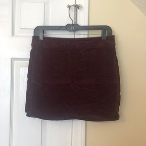 Maroon suede/velvet skirt